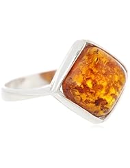 Sterling Silver Honey Amber Square Ring