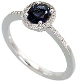 14k White Gold 5/16 (8mm) wide, Ladies' Ring, w/ 0.13 Carat Round Top Light Brown Diamonds & 0.87 Carat Oval Cut Blue Sapphire Stone