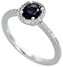 14k White Gold 5/16 (8mm) wide, Ladies' Ring, w/ 0.13 Carat Round Diamonds & 0.87 Carat Oval Cut Blue Sapphire Stone
