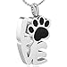 Imrsanl Love Shape Cremation Jewelry for Ashes Pet Paw Print Memorial Jewelry Stainless Steel Ashes Urn for Dog Cat Keepsake Necklace (Silver)