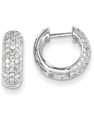 14k White Gold Diamond In/Out Hinged Hoop Huggie Earrings. Carat Wt- 0.7ct
