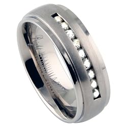 Titanium Polished Ring with Nine.27ct Diamonds - Sizes: 5 to 10