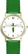 Green Body & White Winged Dragonfly or Dragon Fly - JP - WATCHBUDDY&reg; DELUXE TWO-TONE THEME WATCH - Arabic Numbers - Green Leather Strap-Size-Women's Size-Small