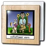 Londons Times Funny Dogs Cartoons - Collie Flower Ears - Tile Napkin Holders