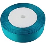 OurWarm Teal Blue 1" Inch 25mm Wide Satin Ribbon 25Yard Birthday Party/Craft/Wedding Favors Bow Scrapbooking Decor (75FT)