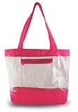 Medium Clear Tote Bag with Zipper Closure (Pink)