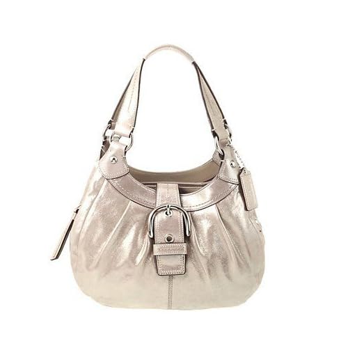 Authentic Coach Soho Leather Lynn Hobo Silver Handbag 15527 New