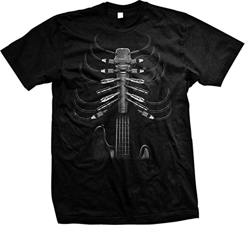 Cool Music T Shirt Amped Up Guitar Rib Cage Mens Tee S-5XL
