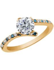 1.31 Ct Round H/I Diamond White Topaz 14K Yellow Gold Ring