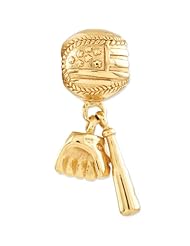 Reflection Beads Silver Gold Plated Baseball with Bat and Glove Sports Dangle
