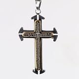 Designer Inspired Gold bible Contemporary Cross for men Ball Chain for Men Gift Boxed J2034