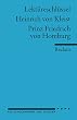 Lekt�reschl�ssel f�r Sch�ler: Heinrich von Kleist: Prinz Friedrich von Homburg