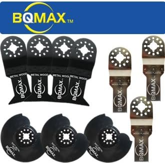 BQMAX - 10 Combo Pack Blades for Ridgid JobMax, Fein MultiMaster, Bosch PS50 Multi-X [Contractor Grade]