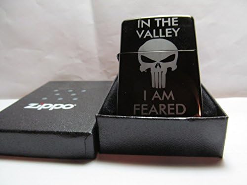 Custom Laser Etched Black Chrome Lighter Skull In The Valley I Am Feared New