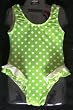 Girls Double Ruffle Ballerina Swimsuit Lime/White Dots