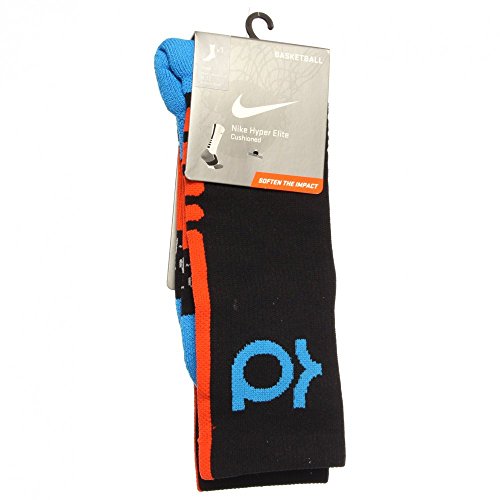 Nike KD Kevin Durant Hyper Elite Cushioned Men's Basketball Crew Socks - Black / Photo Blue / Team Orange (Extra Large)