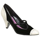 Women's Isaac Mizrahi for Target Amelia Patent T-Strap Pumps - Black/ Cream