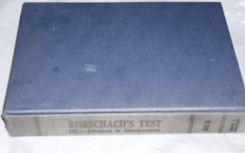 Rorschach's Test, III: Advances in Interpretation