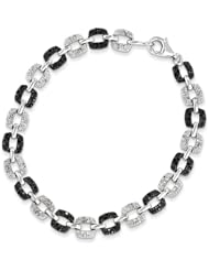 Sterling Silver Black & White Diamond Bracelet, Best Quality Free Gift Box Satisfaction Guaranteed