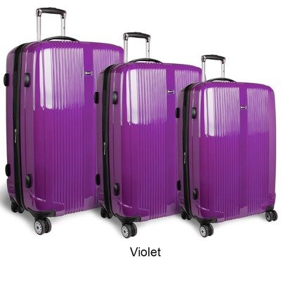 Concord 3 Piece Polycarbonate Expandable Spinner Luggage Set Color: Violet