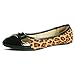 Alpine Swiss Daphne Womens Black Cheetah Print Gold Buckle Cap Toe Flats