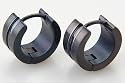 Pair of Black Wide/Chunky Stainless Steel Hinged Small Hoop Earrings - Supplied in Gift Pouch