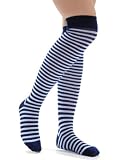 Womens Fun Navy Light Blue Striped Over the Knee Socks
