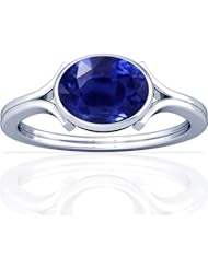 14K White Gold Oval Cut Blue Sapphire Solitaire Ring