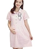 【TPGROWIN】 マタニティ ウェア ワンピース シャツ エレガント 森ガール 準備 産前 産後 外出着 妊婦服 コットン 全3色 (XL, ピンク)