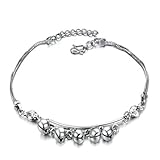 MoAndy Jewellery Platinum Plated Women's Fashion Ankle-Bracelets Bells Extendable Chain Silvery