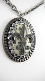 Rocker Jewelry Fleur De Lis Unisex Pendant Dalmation Stone