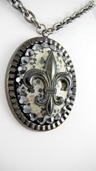Rocker Jewelry Fleur De Lis Unisex Pendant Dalmation Stone