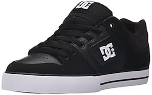 DC Men's Pure Skateboarding Shoe, Black/Black/White, 14 M US