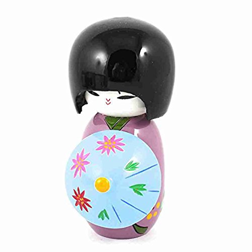 Wooden Japanese Craftting Kokeshi Doll Desktop Decor Purple Black Blue