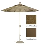 9' Crank Tilt Patio Market Umbrella - Bronze: Sesame Linen