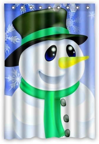 Snowman Bathroom Decor 100% Polyester Waterproof Shower Curtain 48" By 72"