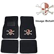 Red Skull w/ Crossbones White Horse w/ Golden Horseshoe Gem Crystal Studded Rhinestone Car Truck SUV Front & Rear Seat Carpet Floor Mats - 4PC
