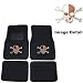 Red Skull w/ Crossbones White Horse w/ Golden Horseshoe Gem Crystal Studded Rhinestone Car Truck SUV Front & Rear Seat Carpet Floor Mats - 4PC