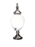 Fifth Avenue Crystal Glass 304-Ounce Jumbo Glass Beverage Dispenser with Silver Glass Lid and Base