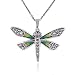 Sterling Silver Marcasite and Epoxy Dragonfly Pendant, 18
