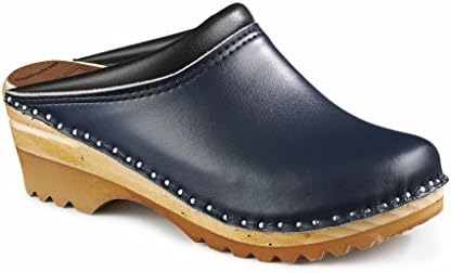 Troentorp Women's Båstad Rembrandt Leather Clog, Navy Blue Leather, 39 EU (9 US)
