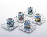 Alice In Wonderland Tea Set 5 Cups and Saucers 3oz each