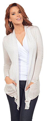 Women's Lightweight Open Front Long Sleeve Casual Cardigan Sweater with Pockets