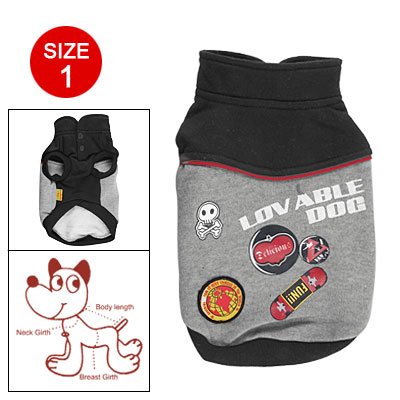 Black Peter Pan Collar Skull Skateboard Pattern Pet Dog Jacket Apparel Size 1