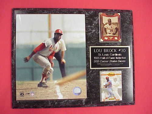 Cardinals Lou Brock 2 Card Collector Plaque