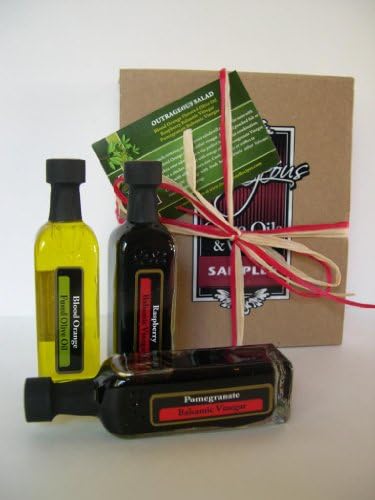 Outrageous Salad Mini Sampler - Three 2-oz Bottles: Blood Orange Olive Oil / Raspberry Balsamic Vinegar / Pomegranate Balsamic Vinegar