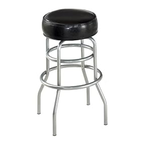 Soda Shoppe Swivel Bar Stools - Black with Silver Base 