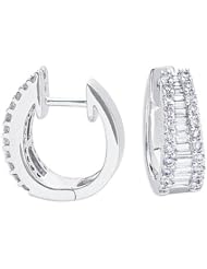 14K White Gold 0.91cttw Round Diamond Earring