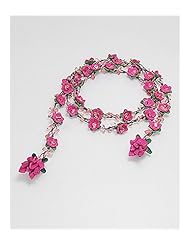 Deep Pink Flower Cotton Semi GemStones Belt
