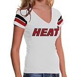 NBA Miami Heat Ladies Clearly Fan V-Neck Slim Fit T-Shirt - White (Large)